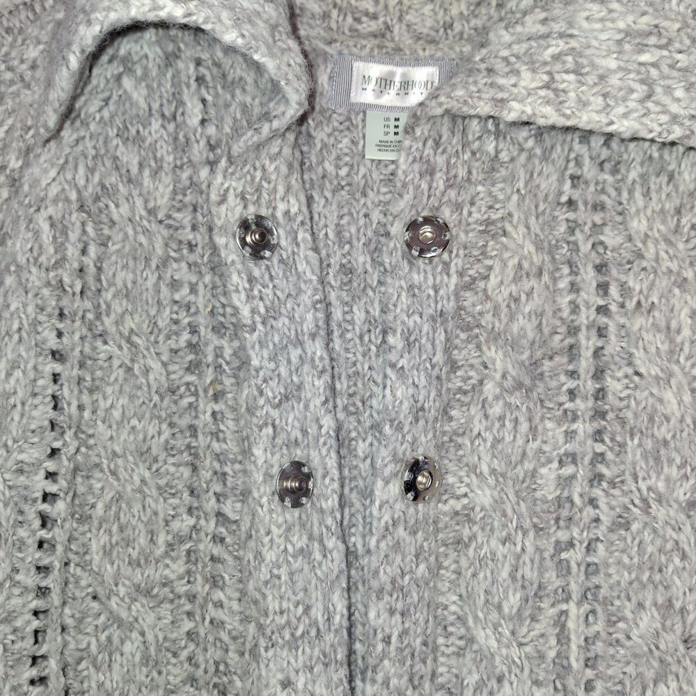 Motherhood Maternity Cardigan Women’s Medium Grey Knit Open Front Sweater - Picture 2 of 14